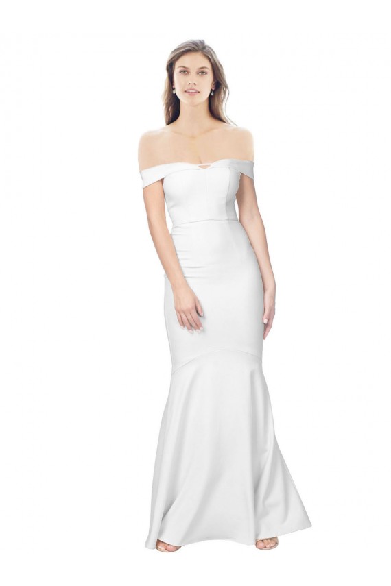 Best Mermaid Off the Shoulder Long Crepe Prom Dress with Low Back
