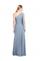 Best Draped Flutter Sleeves One Shoulder Stretch Crepe Prom Dress