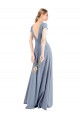 Best Plunging V-Neck Cap Sleeves Stretch Crepe Prom Dress with Front Slit