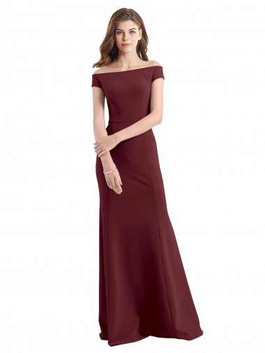 Best Off the Shoulder Fit and Flare Stretch Crepe Prom Dress