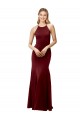 Best Fit and Flare Halter Neckline Stretch Crepe Prom Dress with Strappy Back