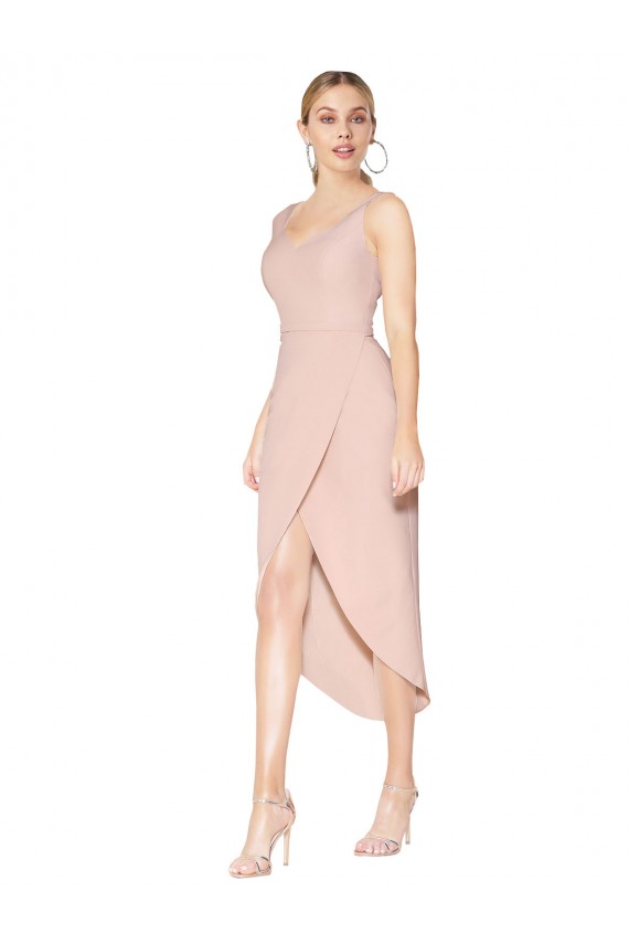 Best Short Knee Length Crepe Cocktail Dress / Prom Dress