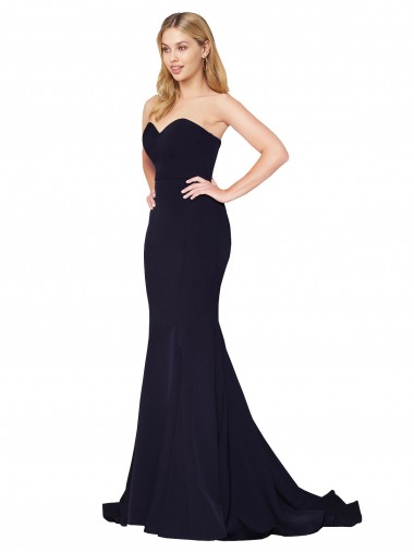 Best Sweetheart High Neck Sweep Train Sleeveless Crepe Prom Dress