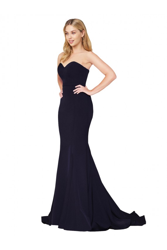 Best Sweetheart High Neck Sweep Train Sleeveless Crepe Prom Dress