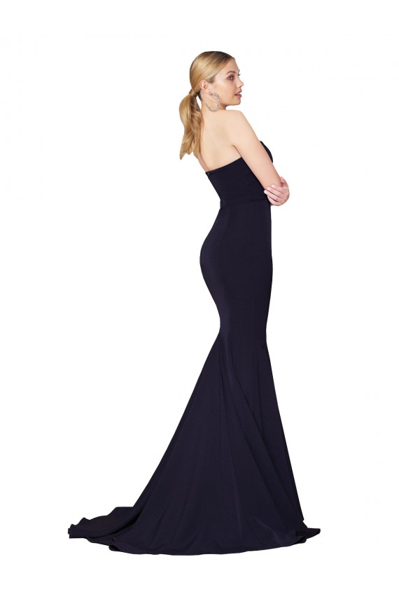 Best Sweetheart High Neck Sweep Train Sleeveless Crepe Prom Dress