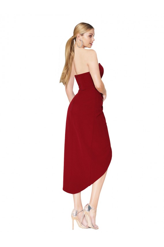 Best Cocktail Length Sweetheart Mermaid Wrap Crepe Prom Dress