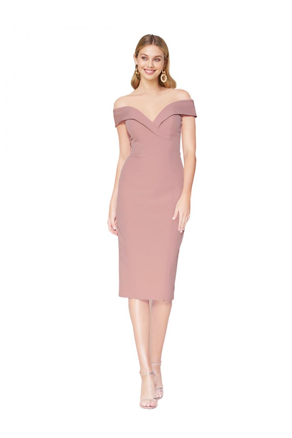 Best Knee Length Off the Shoulder Sweetheart Crepe Cocktail Prom Dress / Homecoming Dress