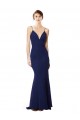 Best Deep V-Neck Spaghetti Straps Mermaid Crepe Prom Dress