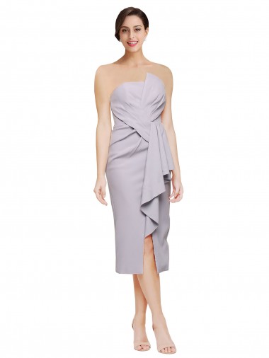 Best Short Strapless Crepe Cocktail Prom Dress / Homecoming Dress with Ruffles