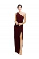 Best One Shoulder Sheath Crepe Prom Dress with High Side Split