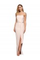 Best Full Length Low Back Strapless Crepe Prom Dress with Thigh High Side Split