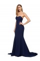 Best Fit and Flare Sweetheart Long Crepe Prom Dress with Sweep Train