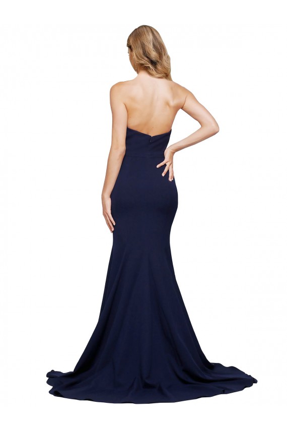 Best Fit and Flare Sweetheart Long Crepe Prom Dress with Sweep Train