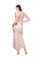 Best High Neck Low V-Back Midi Length Crepe Cocktail Dress / Prom Dress
