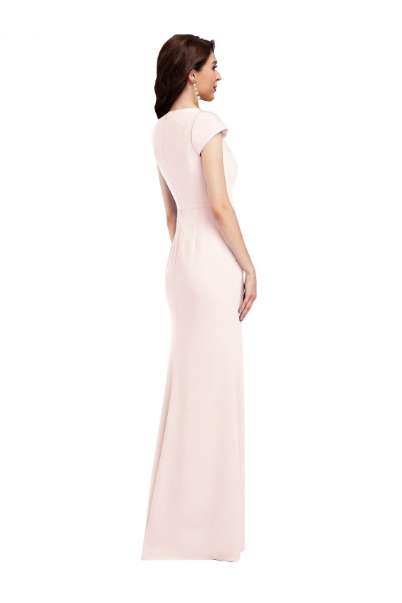 Best Cap Sleeve A-Line Crepe Prom Dress with Pockets
