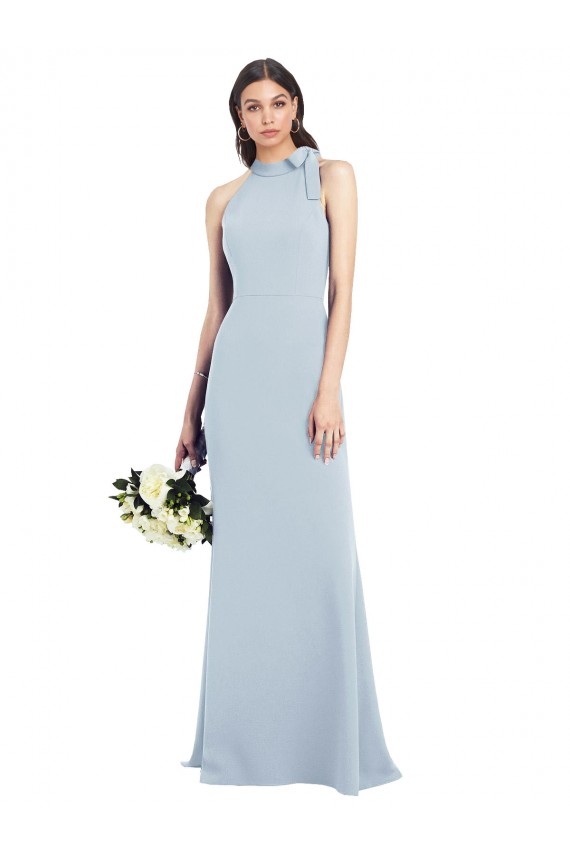 Best Halter Bow Neck Open Back Soft Full Length Trumpet Prom Dress