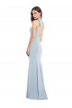 Best Halter Bow Neck Open Back Soft Full Length Trumpet Prom Dress