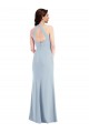 Best Open Back Halter Maxi Crepe Prom Dress with Draped Bow