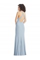 Best High Neck Halter Crepe Prom Dress with Twist Criss Cross Back