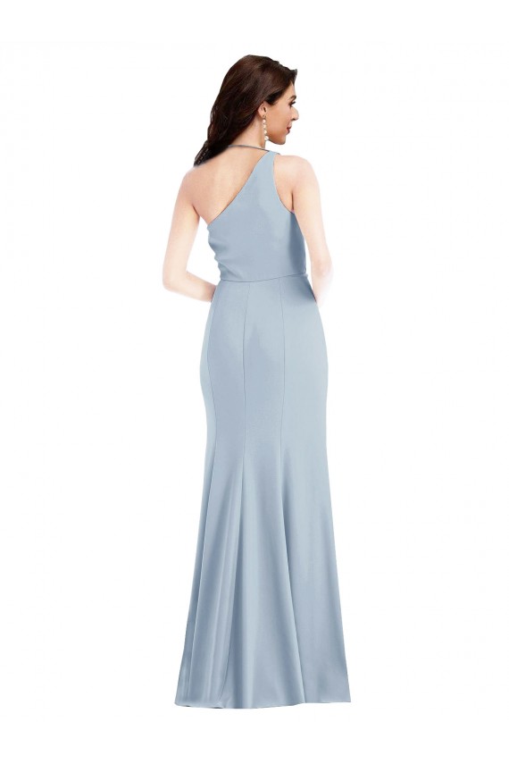 Best One Shoulder Draped Cowl Neck Maxi Prom Dress