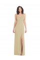 Best Wide Strap Slash Cutout Empire Crepe Prom Dress with Front Slit