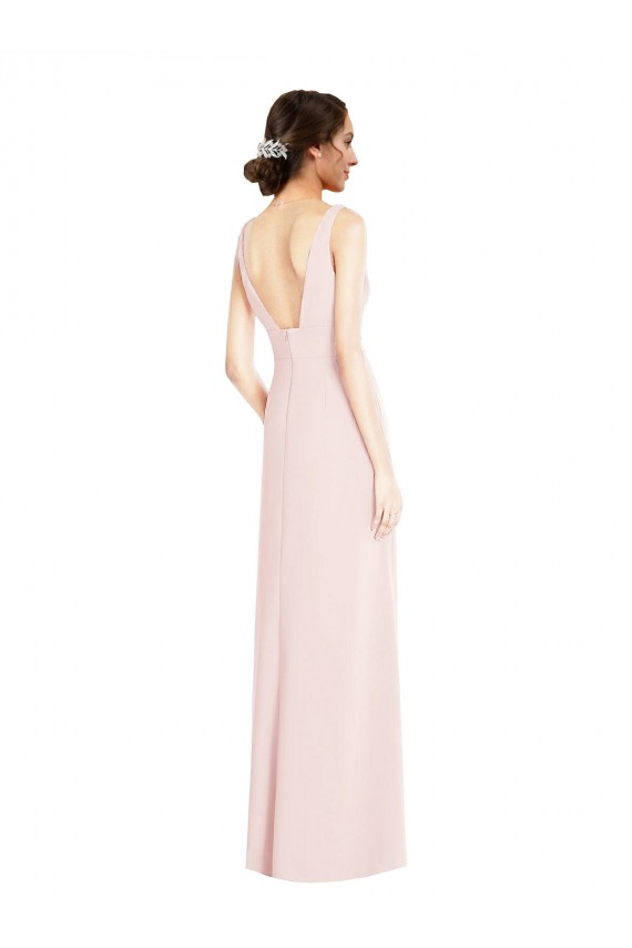 Best Square Neck Low Back A-Line Prom Dress with Front Slit and Pockets