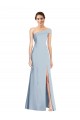 Best Asymmetrical Off the Shoulder Cuff Trumpet Crepe Prom Dress With Front Slit