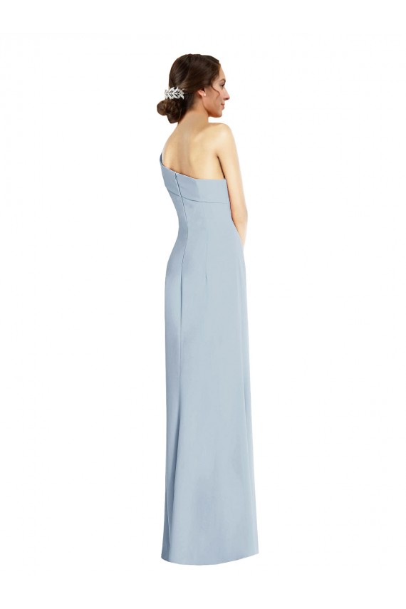 Best Asymmetrical Off the Shoulder Cuff Trumpet Crepe Prom Dress With Front Slit