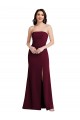 Best Strapless Crepe Maxi Prom Dress with Front Slit