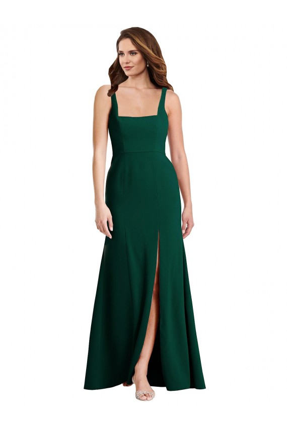 Best Square Neck Trumpet Maxi Prom Dress with Front Slit