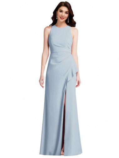 Best Halter Maxi Prom Dress with Cascade Ruffle Slit