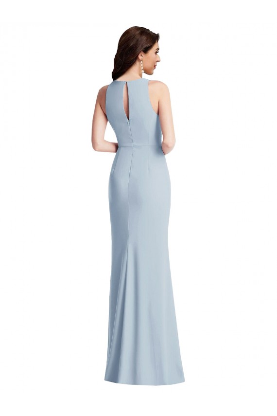 Best Halter Maxi Prom Dress with Cascade Ruffle Slit