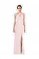Best Criss Cross Halter Princess Line Trumpet Crepe Prom Dress
