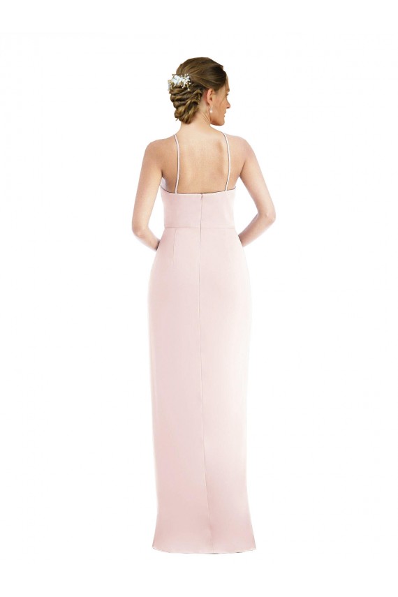 Best Halter Draped Tulip Skirt Maxi Prom Dress