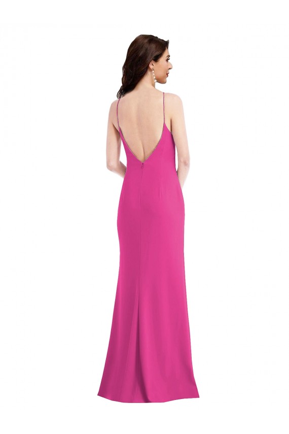 Best Open Back High Neck Halter Trumpet Crepe Prom Dress