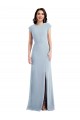 Best Cap Sleeve Open Back Trumpet Crepe Prom Dress with Front Slit