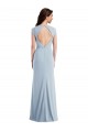 Best Cap Sleeve Open Back Trumpet Crepe Prom Dress with Front Slit