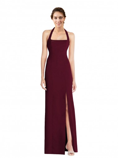Best Tie Halter Open Back Trumpet Prom Dress