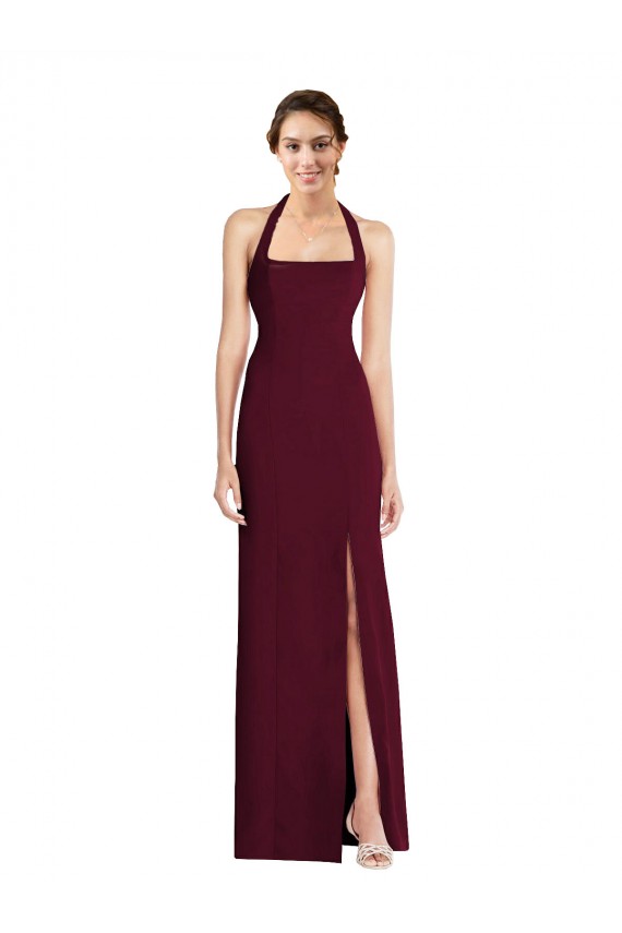 Best Tie Halter Open Back Trumpet Prom Dress