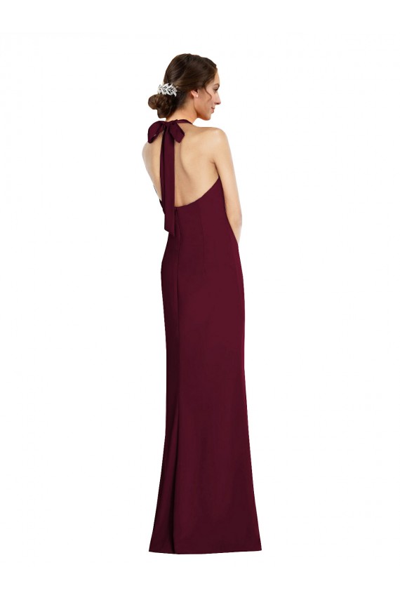 Best Tie Halter Open Back Trumpet Prom Dress
