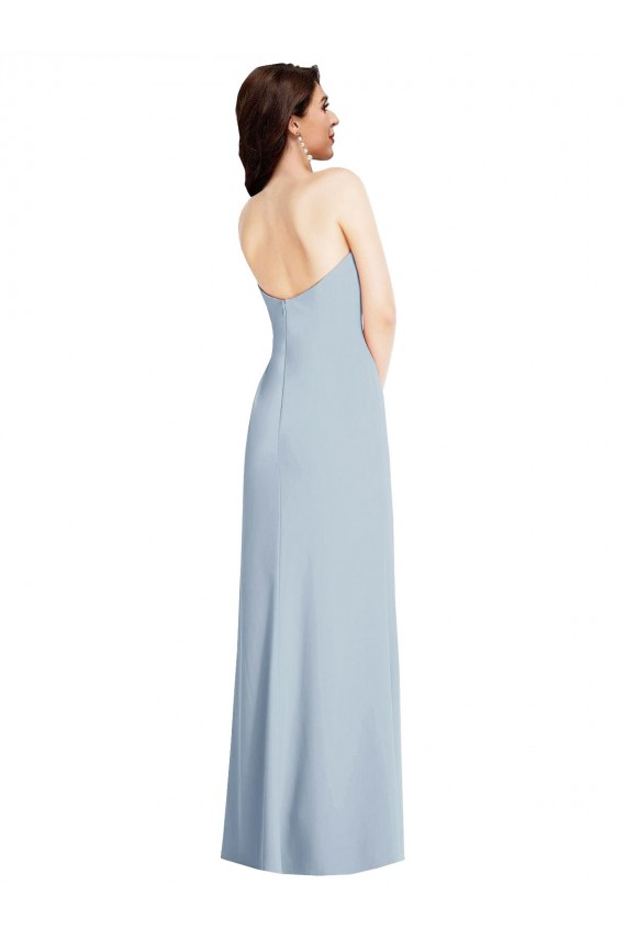 Best Strapless Scoop Back Maxi Crepe Prom Dress with Front Slit