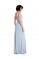Best Slim Square Neck Fit and Flare Full Length Stretch Crepe Prom Dress