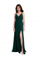Best Slim A-Line V-Neck Full Length Crepe Prom Dress with Side Slit