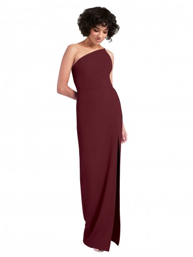 Best Sleek One Shoulder Long Crepe Prom Dress with Daring Slit