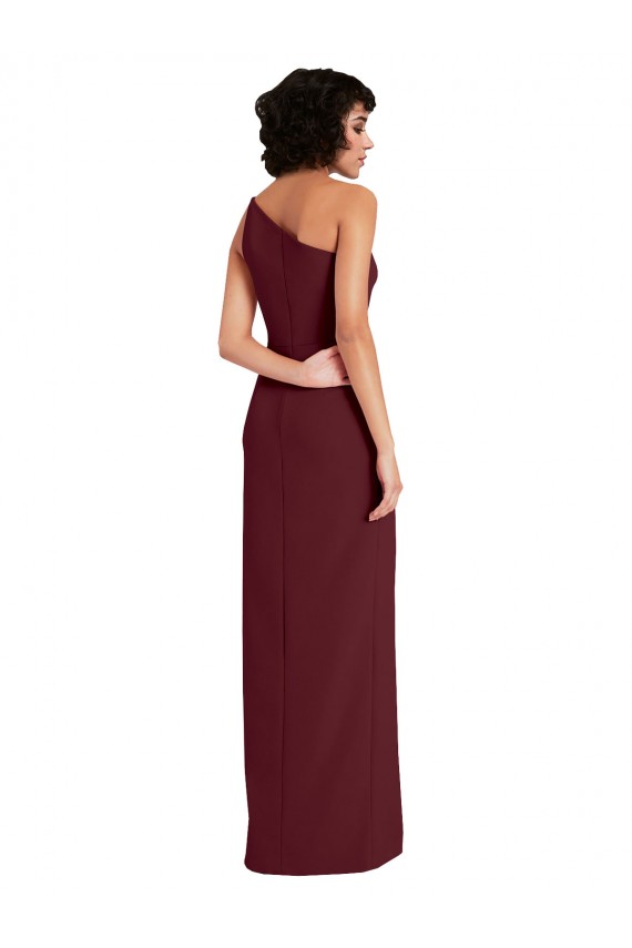 Best Sleek One Shoulder Long Crepe Prom Dress with Daring Slit
