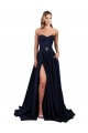 Best Sweetheart Neckline Low Back Long Crepe Prom Dress with High Leg Spit & Pockets