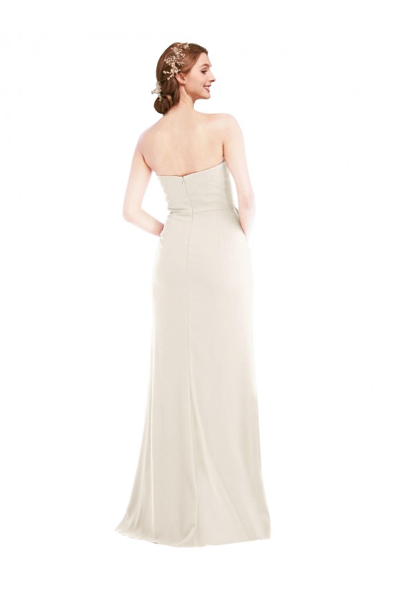 Best Long Strapless Tuxedo Maxi Prom Dress with Front Slit & Pockets
