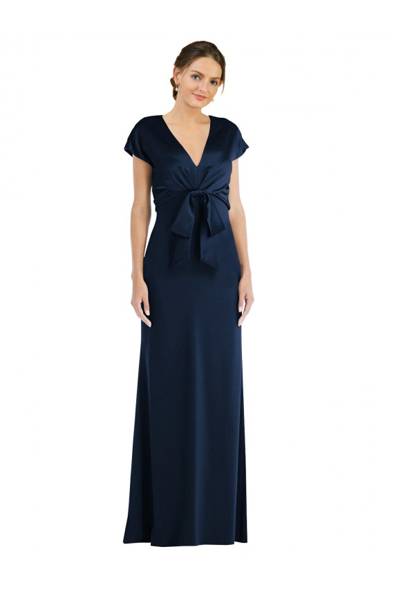 Best Soft Bow Blouson Bodice Trumpet Crepe Prom Dress