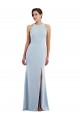 Best Cutout Open Back Halter Maxi Crepe Prom Dress with Scarf Tie