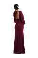 Best Bishop Sleeve Open Back Trumpet Crepe Prom Dress with Scarf Tie